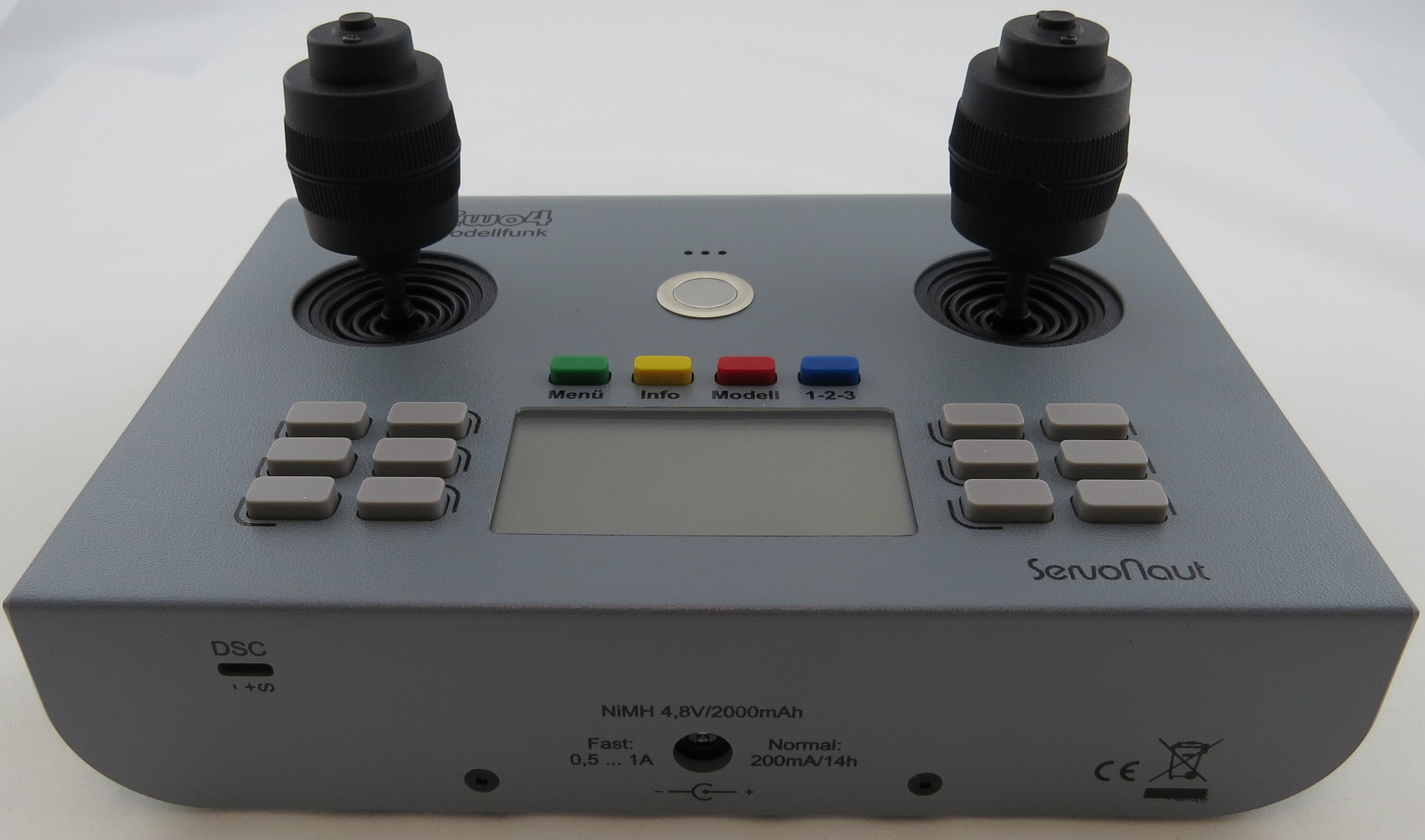 Sender HS-12, mit 3D-Knüppeln, Farbe grau ohne Spur