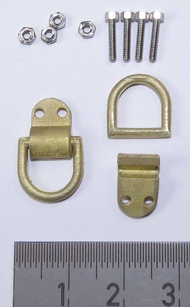 1 Paar D-Ringe mit Befestigungsmaterial, Messing-Feinguss