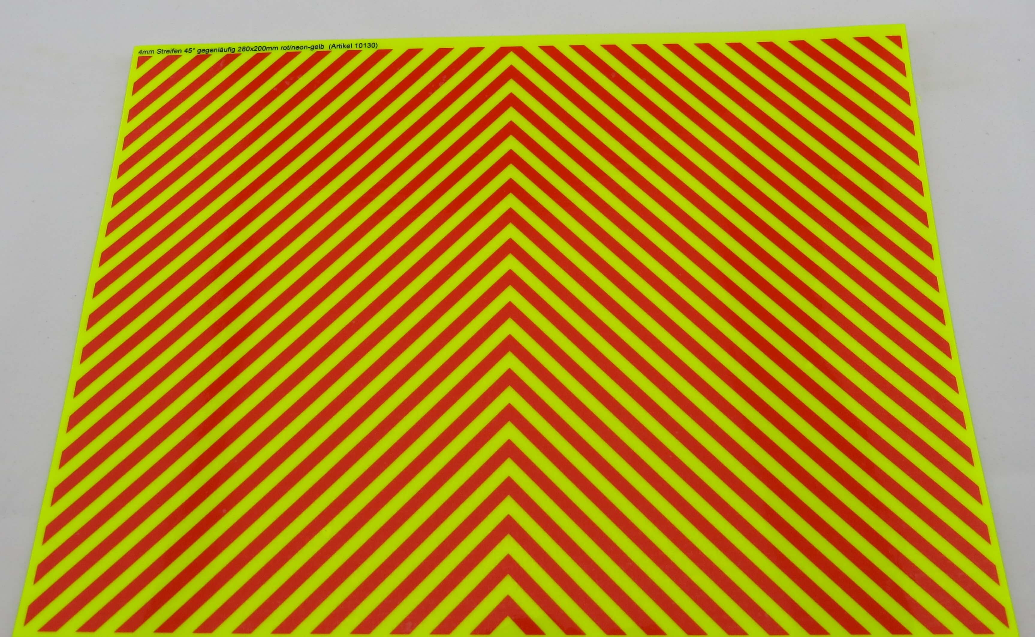 Dekorbogen Warnstreifen NEON-GELB, ca. 200x280mm 4mm-Streife