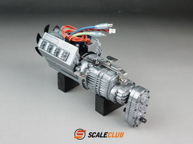 Scale Allradgetriebe 3-Gang mit Motor,Lüfter und Schaltservo