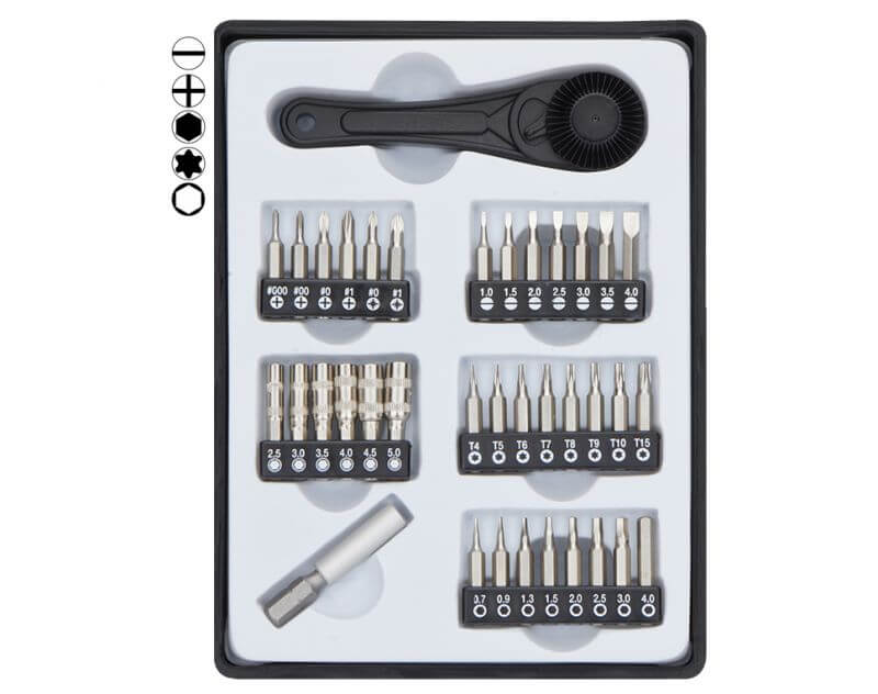 1 Mini-Ratschen-Satz, 40-teilig. Mit 4mm-MiniBit-Einsätzen  