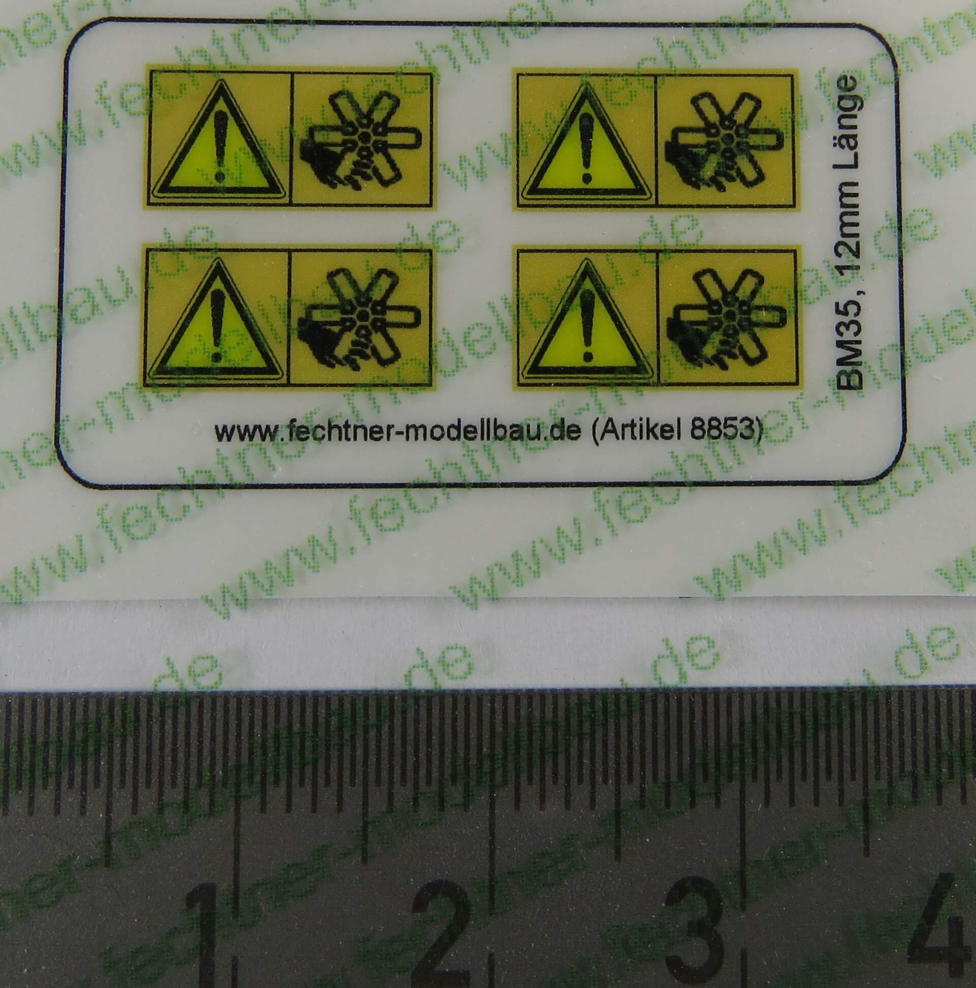 1 Warn-Symbole-Set 12mm breit, BM35, 4 Symbole,             
