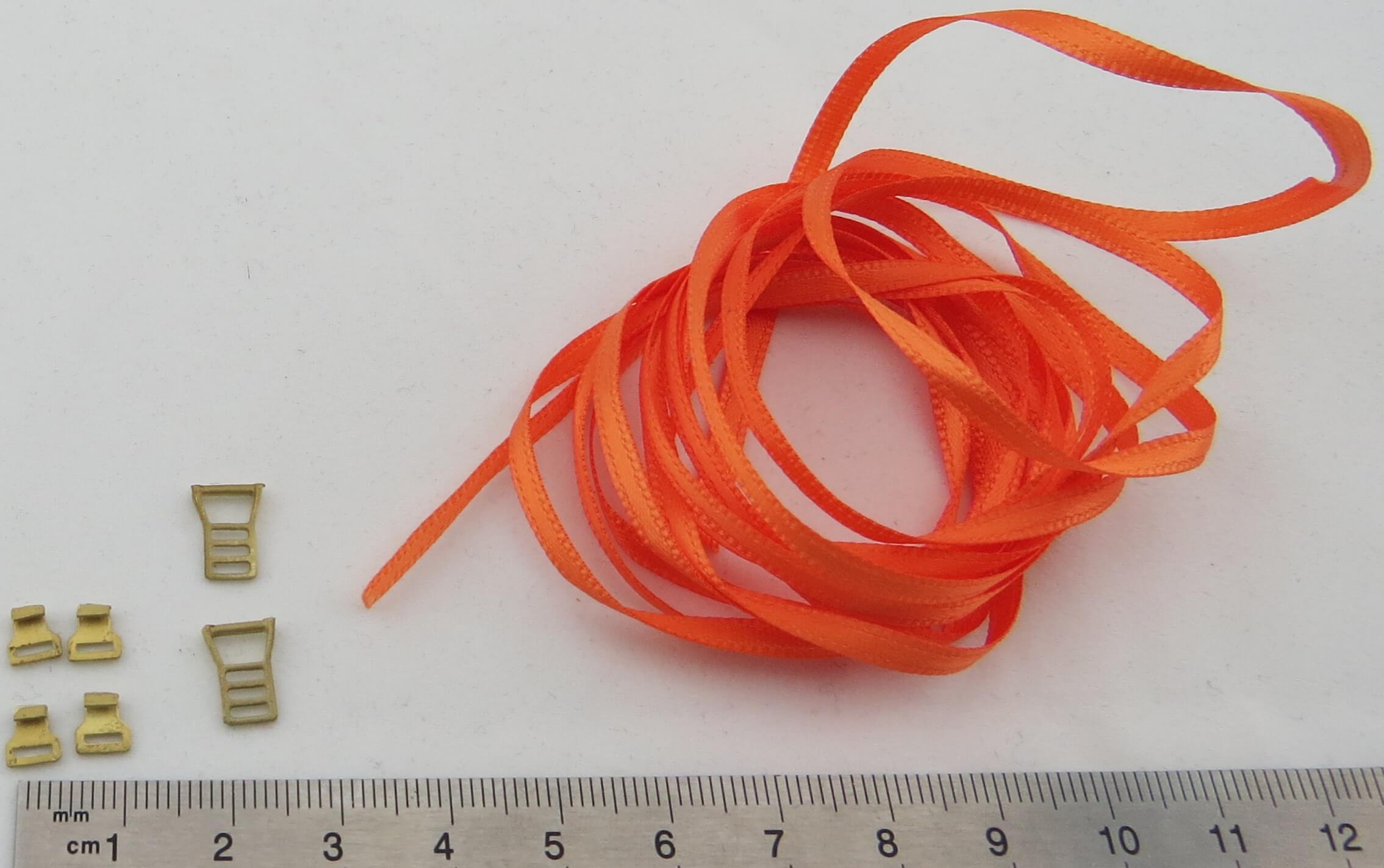 Zurr-Set aus 4 großen Flachhaken, MS-Feinguss, Zurrband