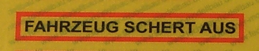 Aufkleber REFLEX-Warnschild "Fahrzeug s" aus                