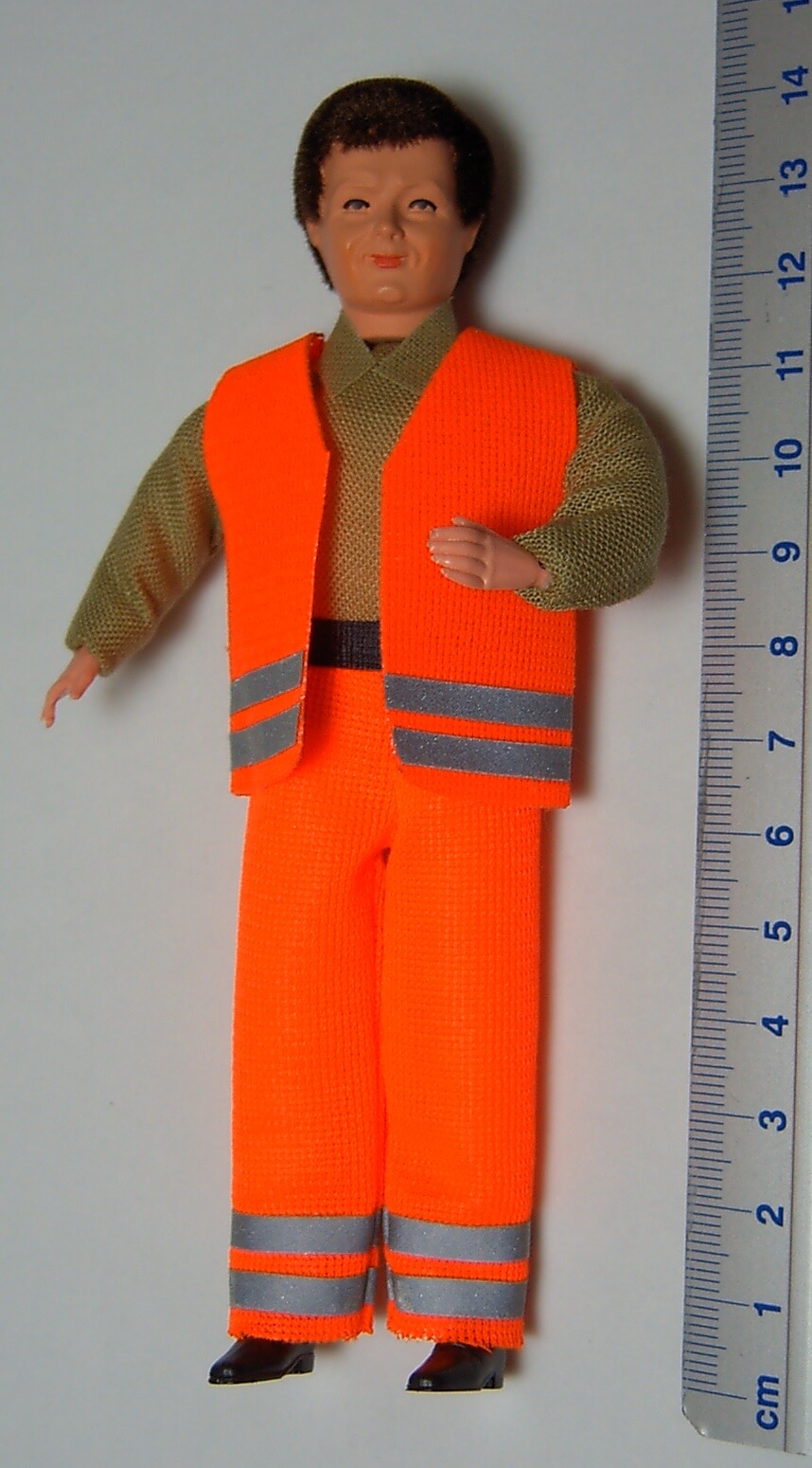 Biegepuppe Arbeiter 14cm hoch m.Warn- Bekleidung