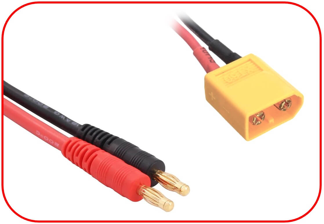 Ladekabel Bananen-Stecker/XT60-Steck. ca. 30cm Kabel 14AWG  