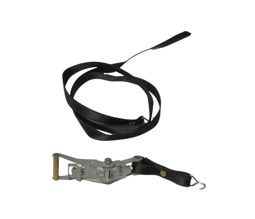 1:10 Spanngurt schwarz mit Ratschen-Funktion aus Edelstahl  