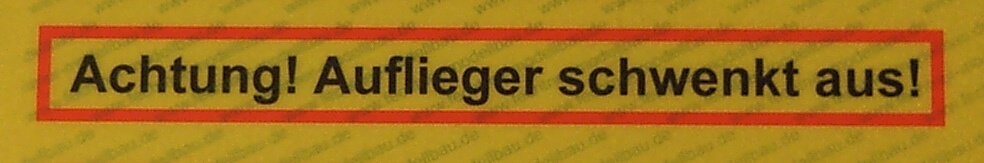 Aufkleber REFLEX-Warnschild "ACHTUNG! A" aus                