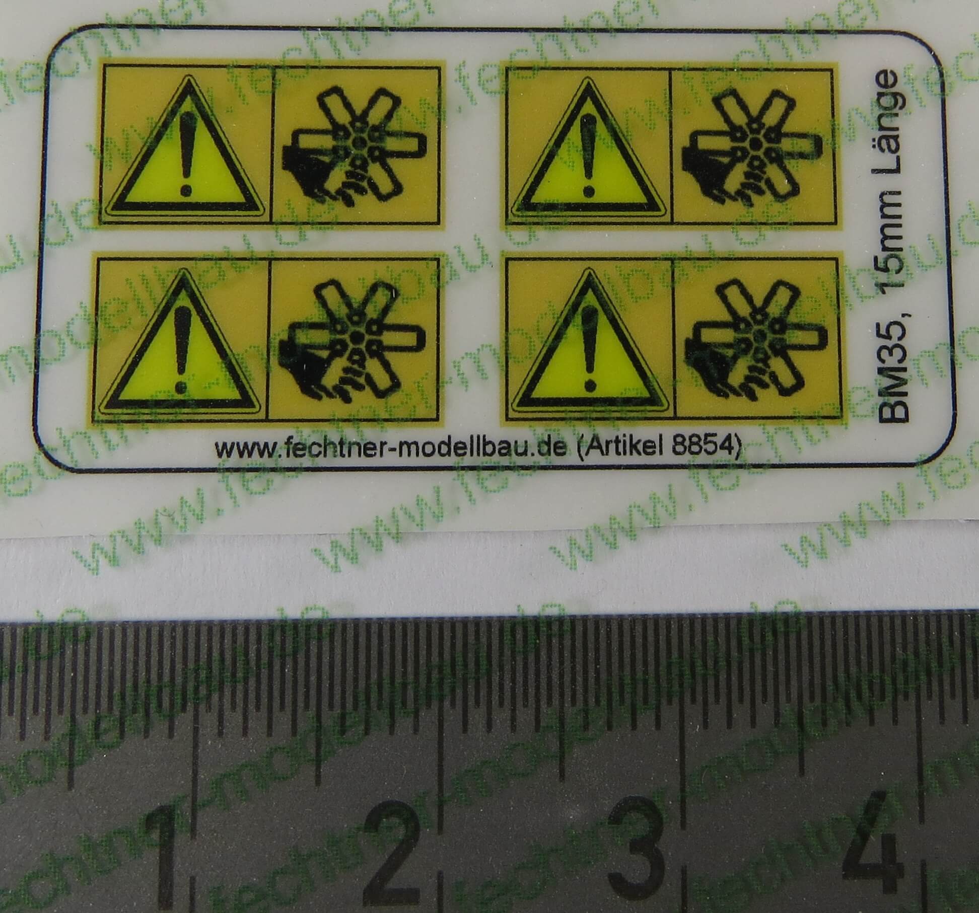 1 Warn-Symbole-Set 15mm breit, BM35, 4 Symbole,             