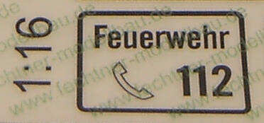 1 Feuerwehr-112-Schild 21,5x15,5mm,1:16. Selbstklebendes    
