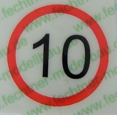 Geschwindigkeitsschild weiss/rot (10) 15mm Durchmesser      