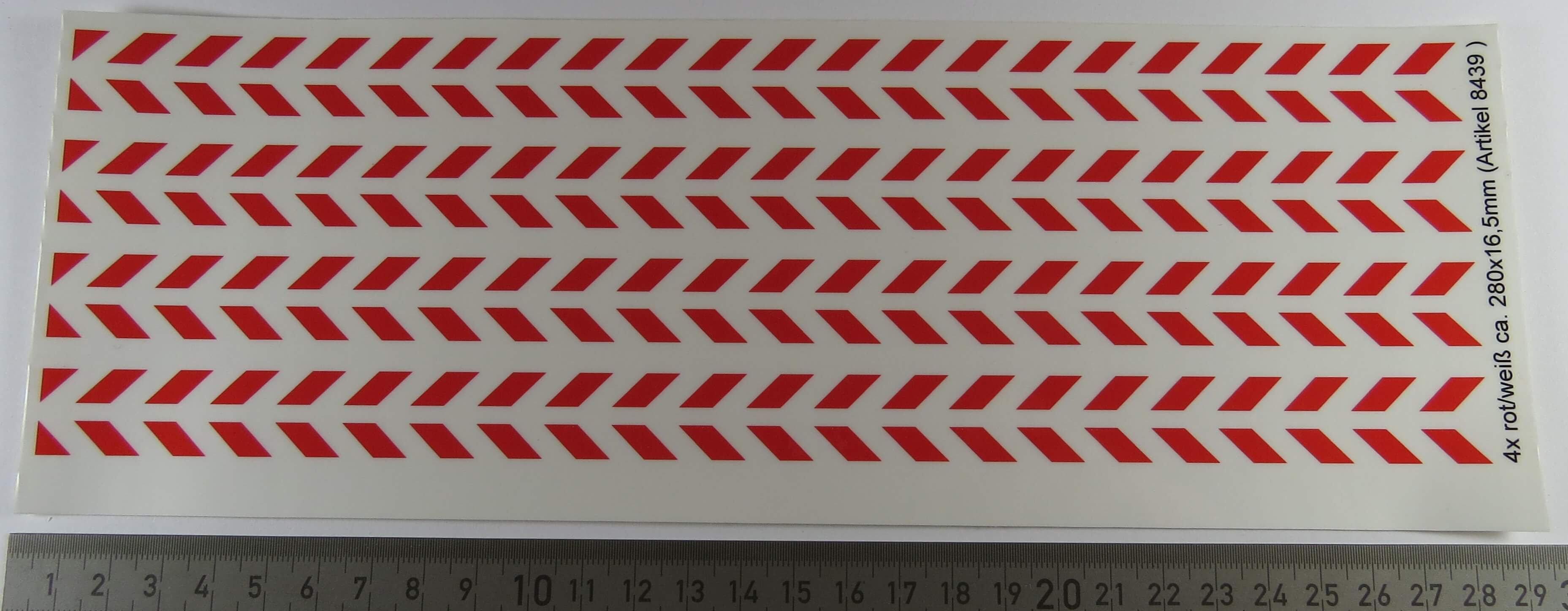 1 Dekorbogen mit 4x Doppel-Warnstreifen, ca. je 280x16,5mm, 