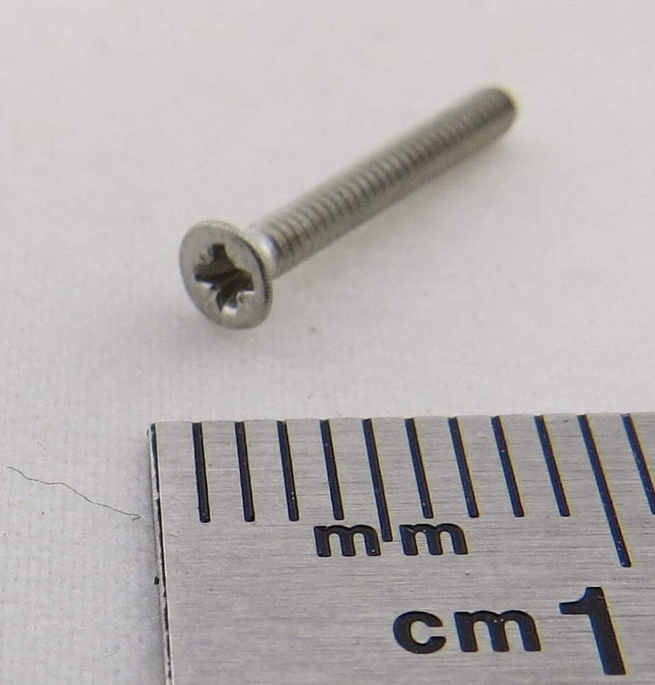 25 Senkschrauben m.Kreuzschlitz M1,6x12  DIN 965, Niro Edels