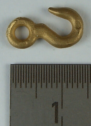 1x Messinghaken Gesamtlänge ca. 16mm mit Öse (2,5mm         