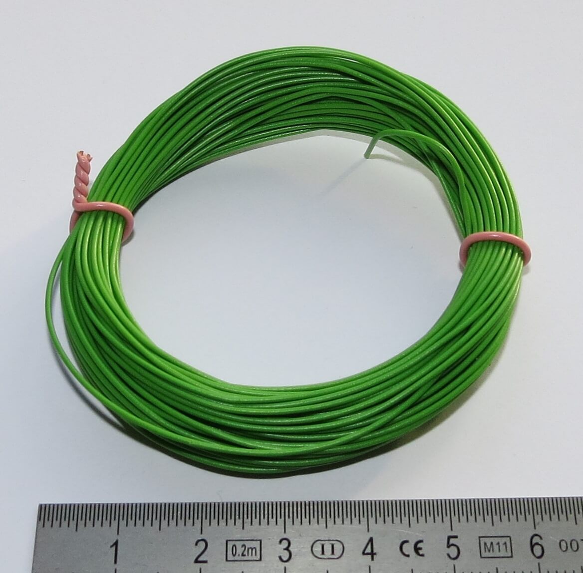 PVC-Litze, 0,08 qmm, grün, 10m-Ring, flexibel               