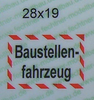 Textschild "Baustellenfahrzeug" 2-zeilig selbstklebende     